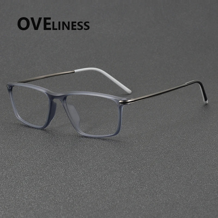 Oveliness Unisex Full Rim Square Acetate Titanium Eyeglasses 72350 Full Rim Oveliness matt grey