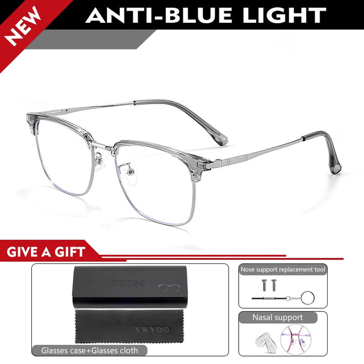 Vicky Men's Full Rim Square Tr 90 Titanium Alloy Reading Glasses 8026 Reading Glasses Vicky -300 8026-C7 