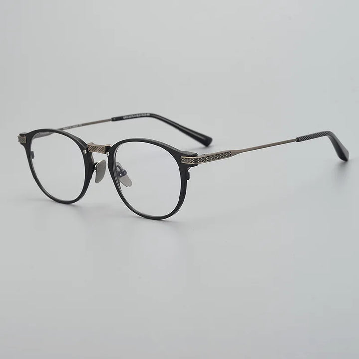 Black Mask Unisex Full Rim Round Square Titanium Eyeglasses D2078 Full Rim Black Mask Black-Bronze  