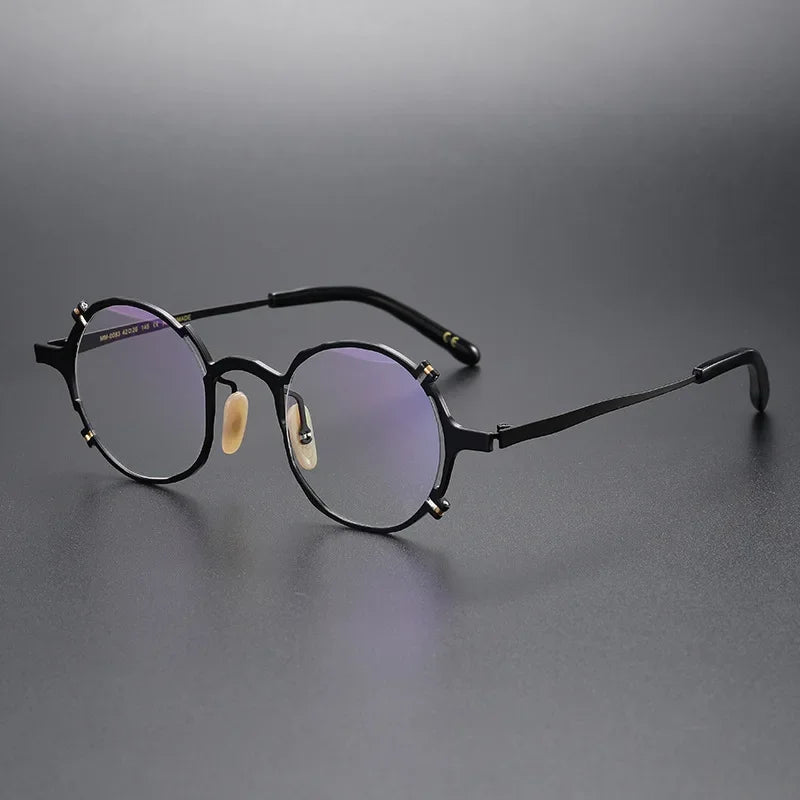 Muzz Unisex Full Rim Irregular Round Titanium Eyeglasses 370082