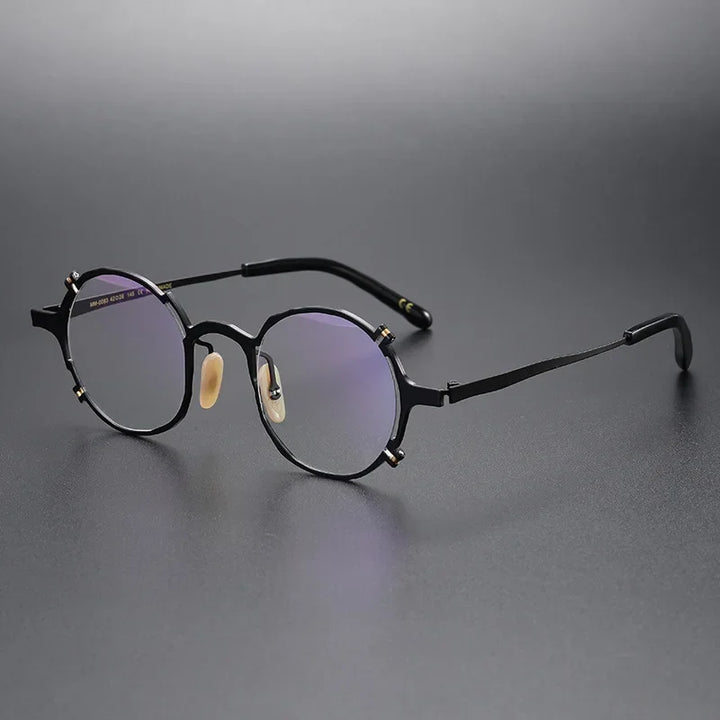 Muzz Unisex Full Rim Irregular Round Titanium Eyeglasses 370082