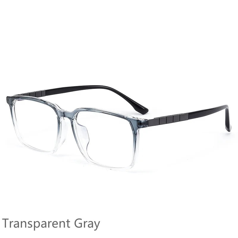 KatKani Men's Full Rim Square Tr 90 Titanium Eyeglasses 8605 Full Rim KatKani Eyeglasses Transparent Gray  