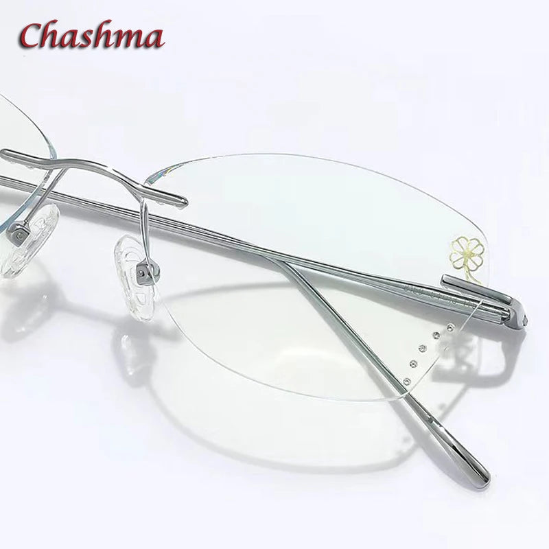 Chashma Ochki  Women's Rimless Butterfly Oval Titanium Eyeglasses 8159 Rimless Chashma Ochki   