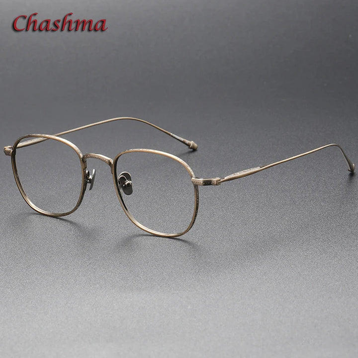 Chashma Ochki Unisex Full Rim Square Titanium Eyeglasses 3090 Full Rim Chashma Ochki Bronze  