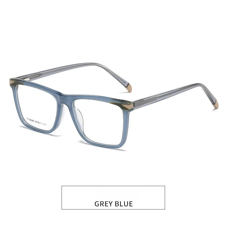 KatKani Men's Full Rim Square Acetate Eyeglasses F23043 Full Rim KatKani Eyeglasses Grey blue  