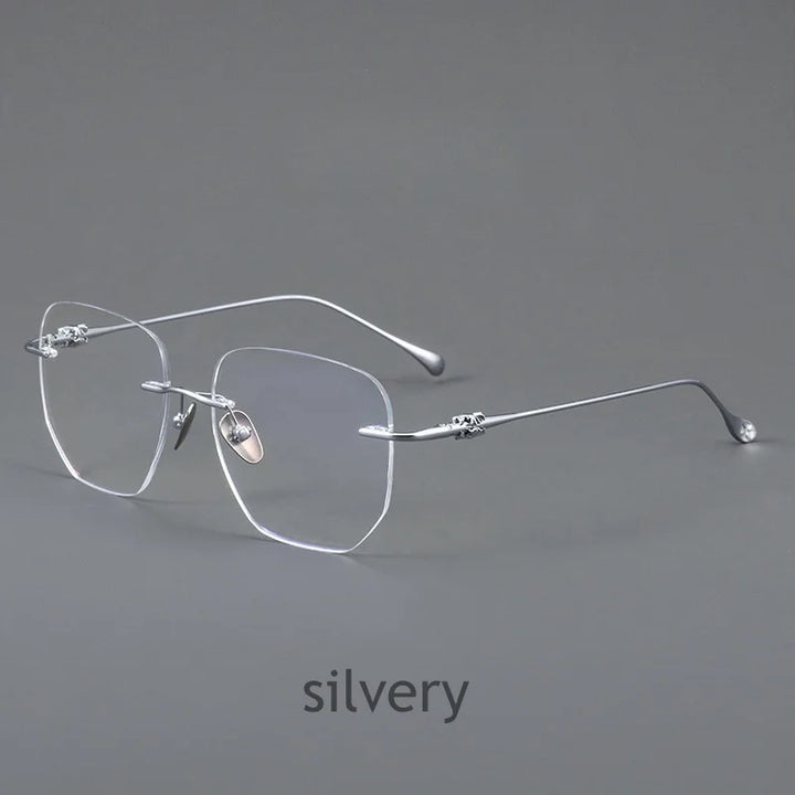 KatKani Unisex Rimless Square Titanium Eyeglasses B69061 Rimless KatKani Eyeglasses silvery  