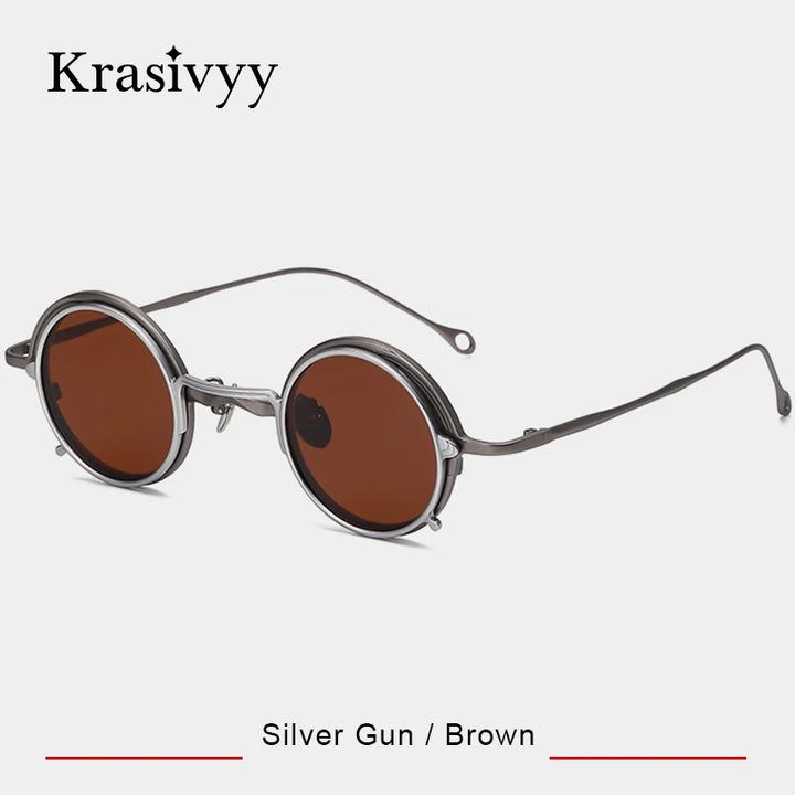 Krasivyy Unisex Round Titanium Prescription Eyeglasses with Clip-On ARLT5975 - view 7