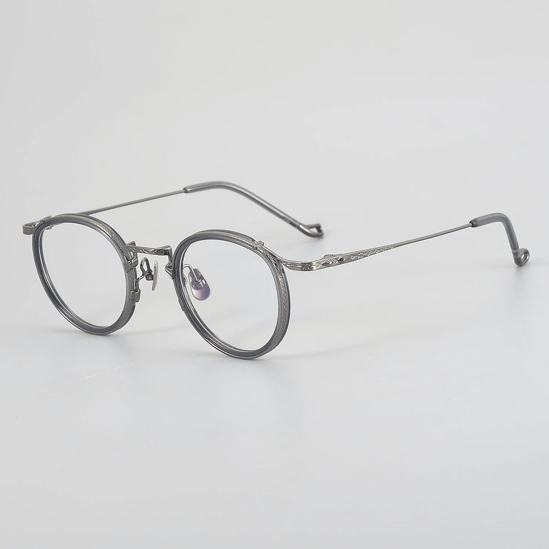 Muzz Unisex Full Rim Oval Round Titanium Acetate Eyeglasses 45013