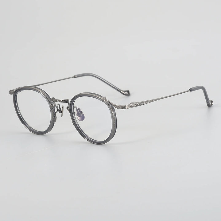 Muzz Unisex Full Rim Oval Round Titanium Acetate Eyeglasses 45013