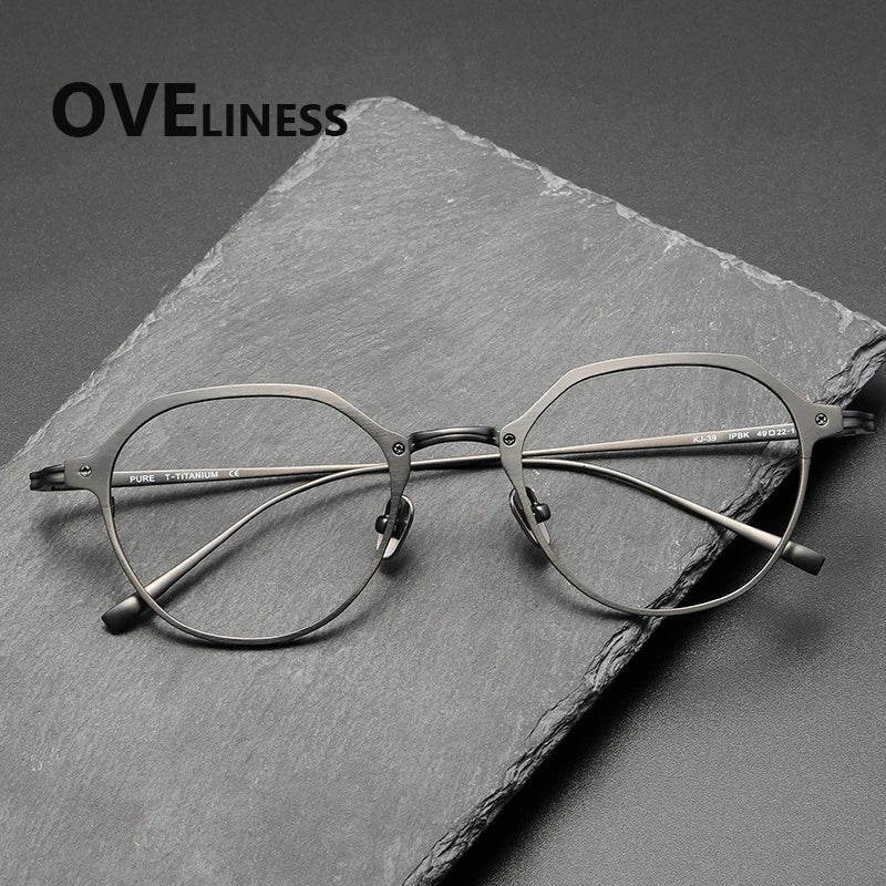 Oveliness Unisex Full Rim Big Polygon Titanium Eyeglasses 642039