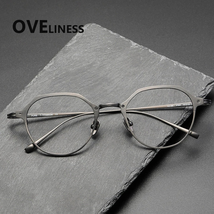 Oveliness Unisex Full Rim Big Polygon Titanium Eyeglasses 642039