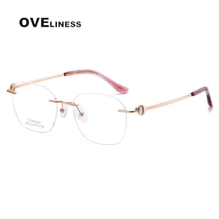 Oveliness Women's Rimless Oval Square Titanium Eyeglasses 196012 Rimless Oveliness rose gold  