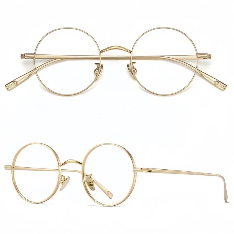 Yimaruili Women's Full Rim Round Titanium Alloy Eyeglasses 5555