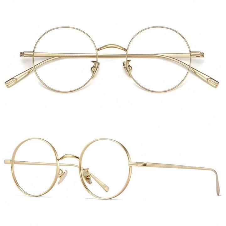 Yimaruili Women's Full Rim Round Titanium Alloy Eyeglasses 5555
