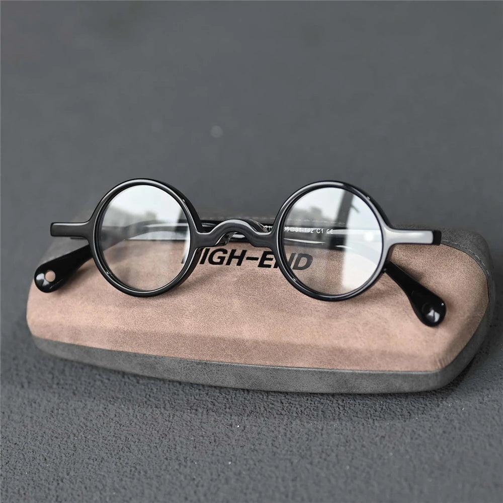 Cubojue Women's Full Rim Small Round Acetate Titanium Eyeglasses 363136