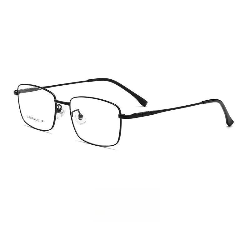 Yimaruili Men's Full Rim Square Titanium Eyeglasses Mc82208 Full Rim Yimaruili Eyeglasses Black  