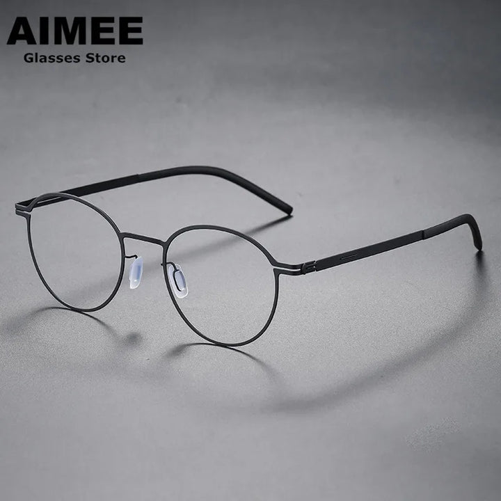 Aimee Unisex Full Rim Round Screwless Stainless Steel Eyeglasses 20015 Full Rim Aimee   