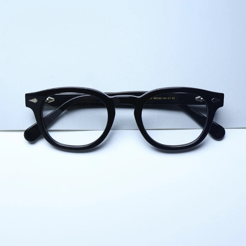 Gatenac Unisex Full Rim Round Acetate Eyeglasses Polarized Clip On Sunglasses 1145  FuzWeb  Black  