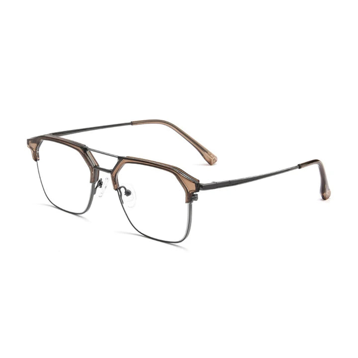 Hotochki Unisex Full Rim Square Double Bridge Tr 90 Alloy Eyeglasses 680874