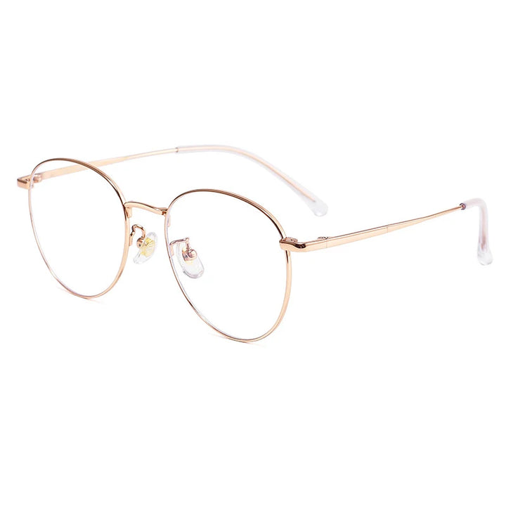 KatKani Women's Full Rim Round Titanium Eyeglasses 121218 Full Rim KatKani Eyeglasses Rose Gold  