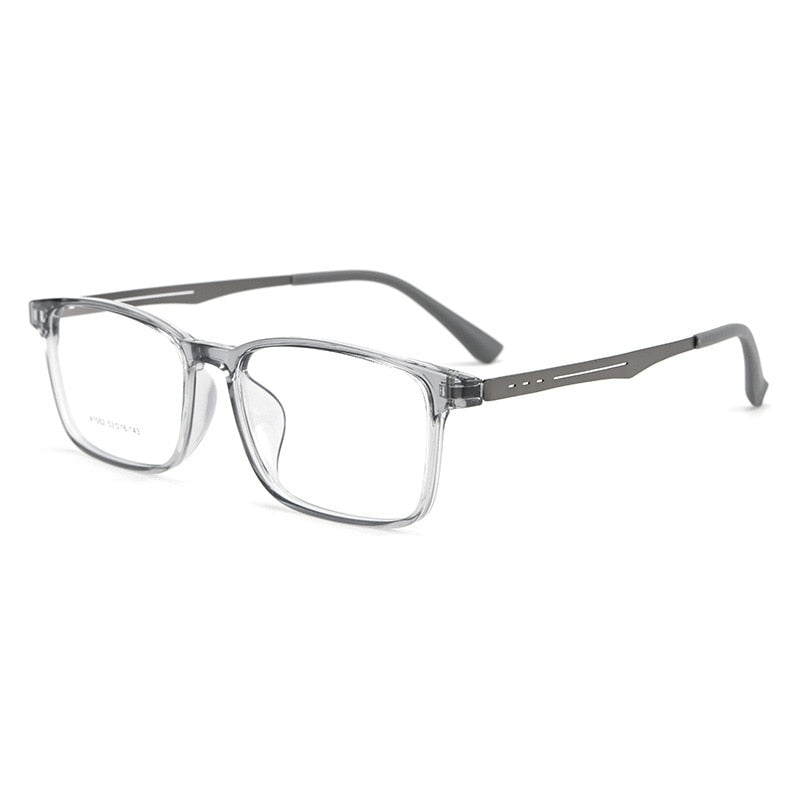Yimaruili Unisex Full Rim Square Tr 90 Titanium Alloy Eyeglasses A1002 Full Rim Yimaruili Eyeglasses Transparent Gray  