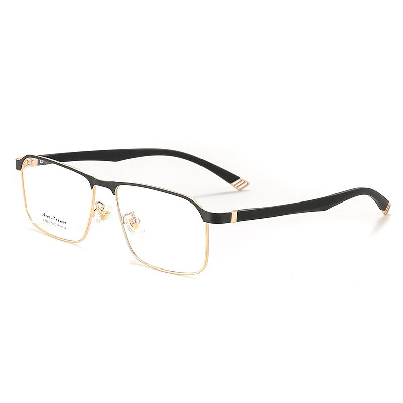 KatKani Unisex Full Rim Large Square Alloy Eyeglasses 8887 Full Rim KatKani Eyeglasses BlackGold  