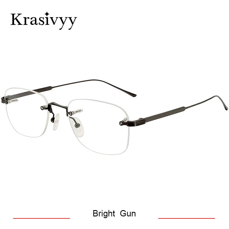 Krasivyy Unisex Rimless Oval Titanium Eyeglasses 2280 Rimless Krasivyy Bright Gun  