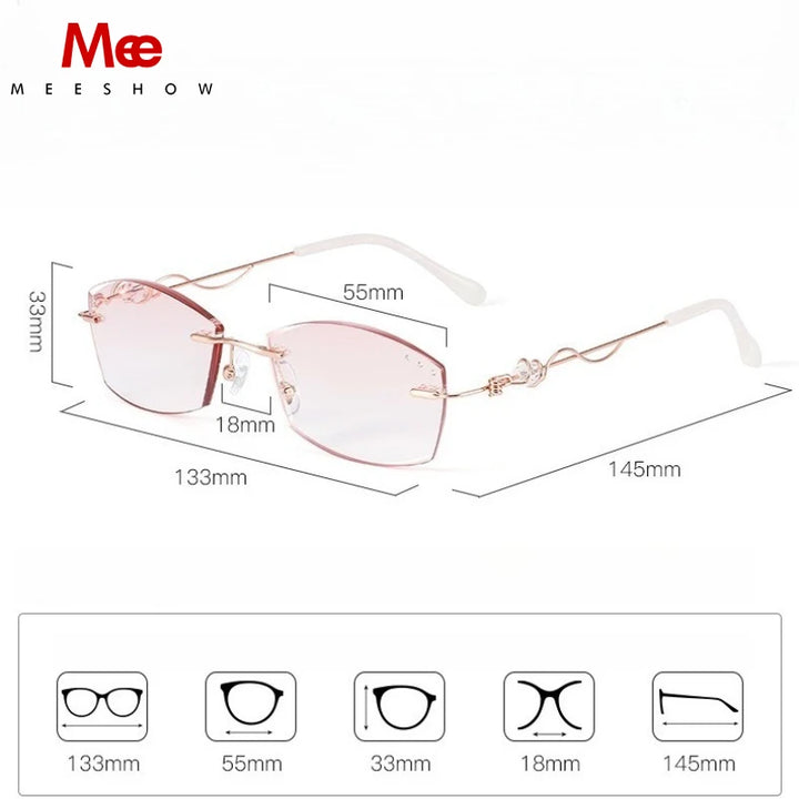 Meeshow Women's Rimless Square Oval Steel Reading Glasses 608017