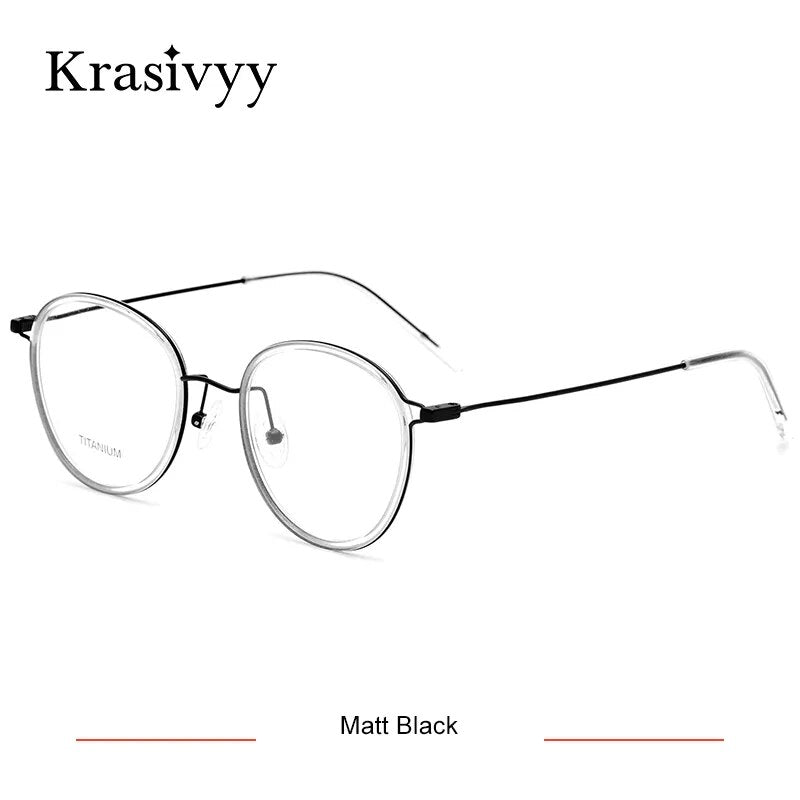 Krasivyy Men's Full Rim Square Tr 90 Titanium Eyeglasses Kr16065 Full Rim Krasivyy Matt Black CN 