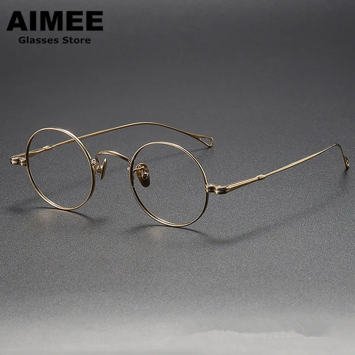 Aimee Unisex Full Rim Round Titanium Eyeglasses 5005 Full Rim Aimee Golden  