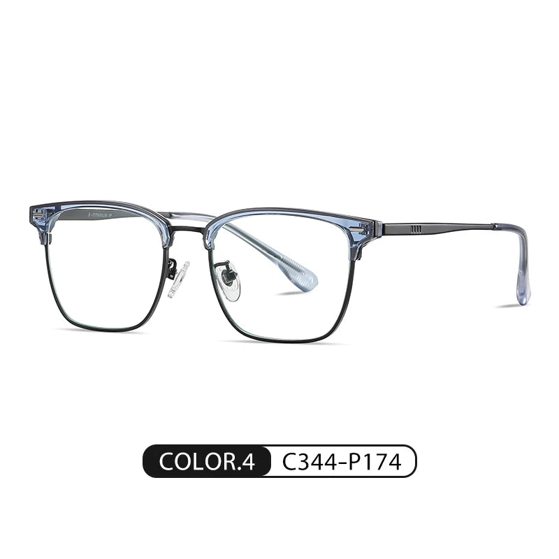 Ziroasat Men's Full Rim Square Titanium Tr 90 Eyeglasses 62031
