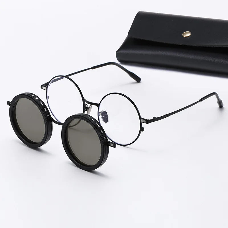 Yimaruili Unisex Full Rim Round Pure Titanium Eyeglasses 25009 — view 4 | Yimaruili at FuzWeb