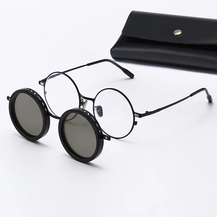 Yimaruili Unisex Full Rim Round Pure Titanium Eyeglasses 25009 — view 4 | Yimaruili at FuzWeb
