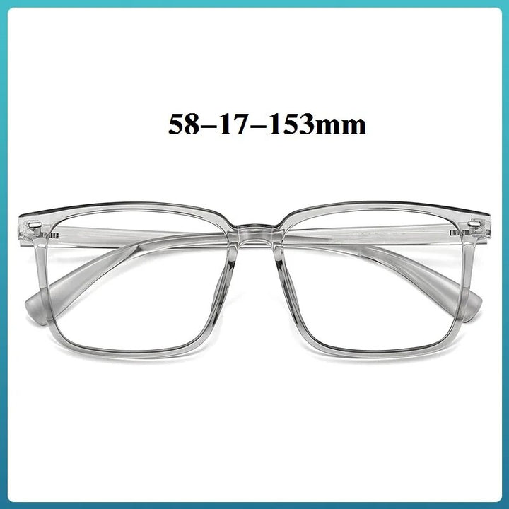 Cubojue Unisex Full Rim Large Square Tr 90 Titanium Frame Eyeglasses Full Rim Cubojue Gray no function lens 0 