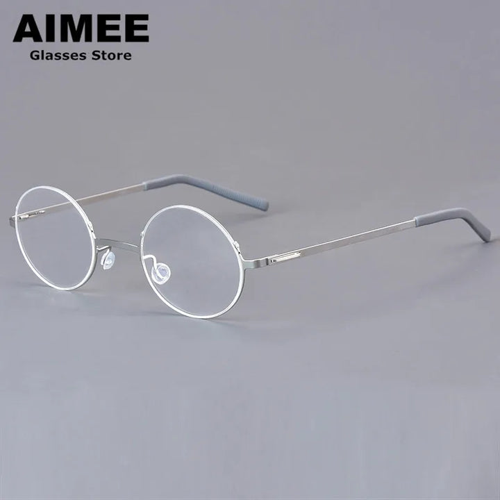 Aimee Women's Semi Rim Round Screwless Titanium Eyeglasses 198802