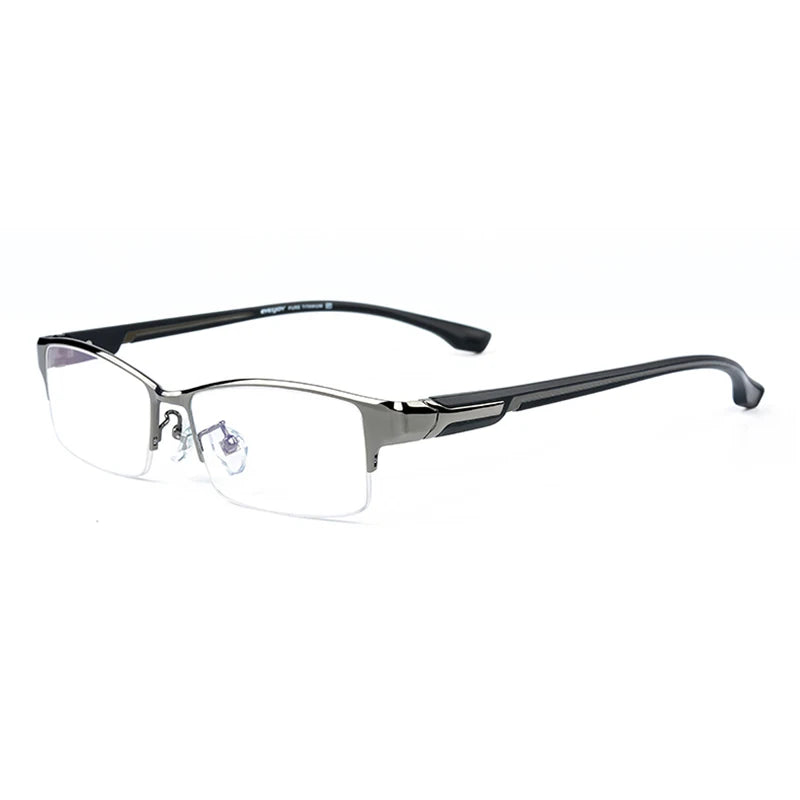 Brightzone Unisex Semi Rim Square Titanium Eyeglasses 95356 Semi Rim Brightzone Gray-Gray