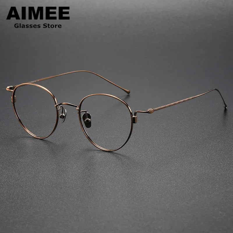 Aimee Unisex Full Rim Oval Round Titanium Eyeglasses 7285 Full Rim Aimee Bronze  