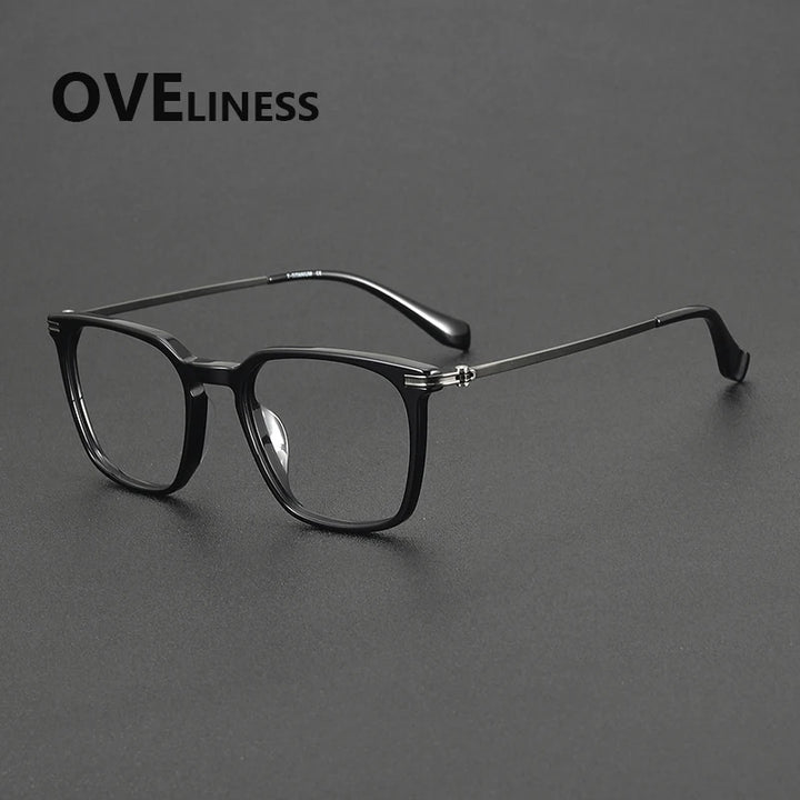 Oveliness Unisex Full Rim Oval Square Acetate Titanium Eyeglasses 90011