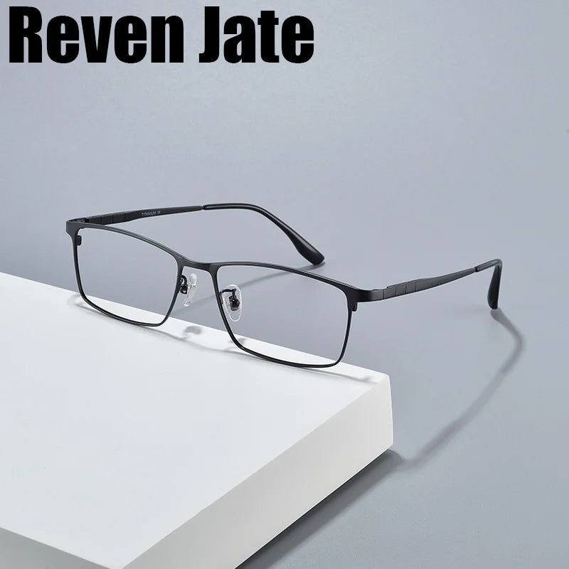 Reven Jate Unisex Full Rim Square Brow Line Titanium Eyeglasses 65023