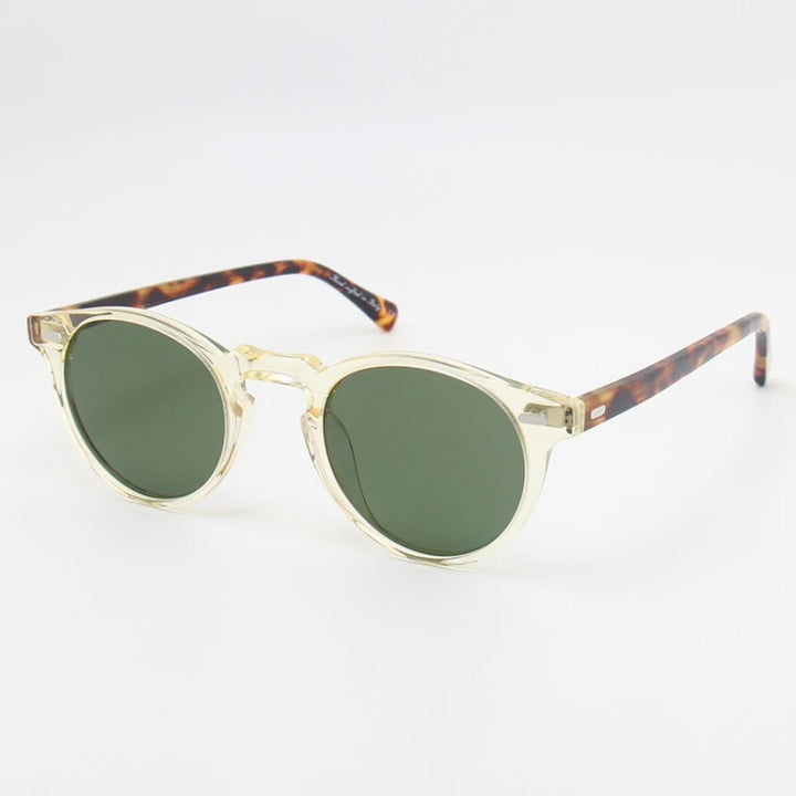 Black Mask Men Full Rim Round Acetate Polarized Sunglasses BM-O5186S