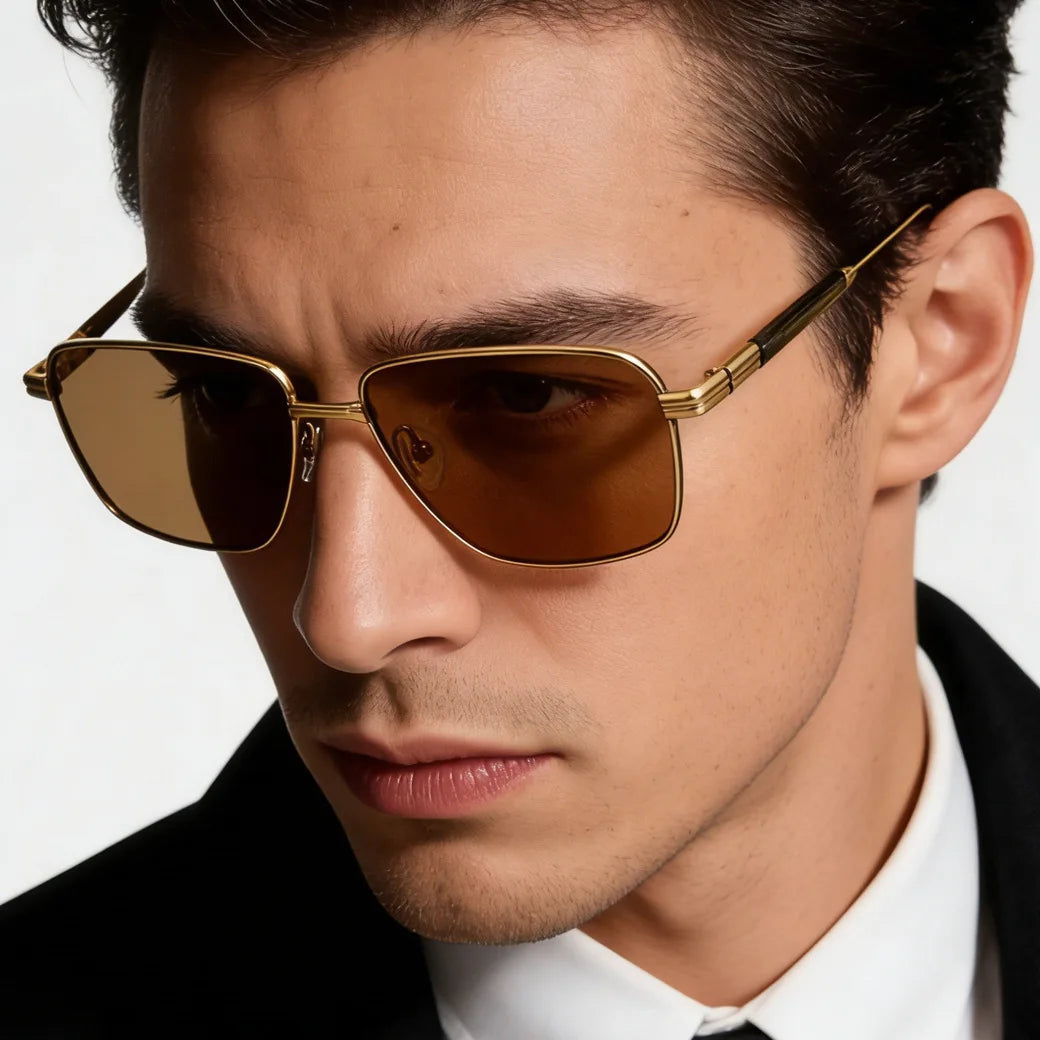Black Mask Men Full Rim Square Titanium Polarized Sunglasses BM-1105S