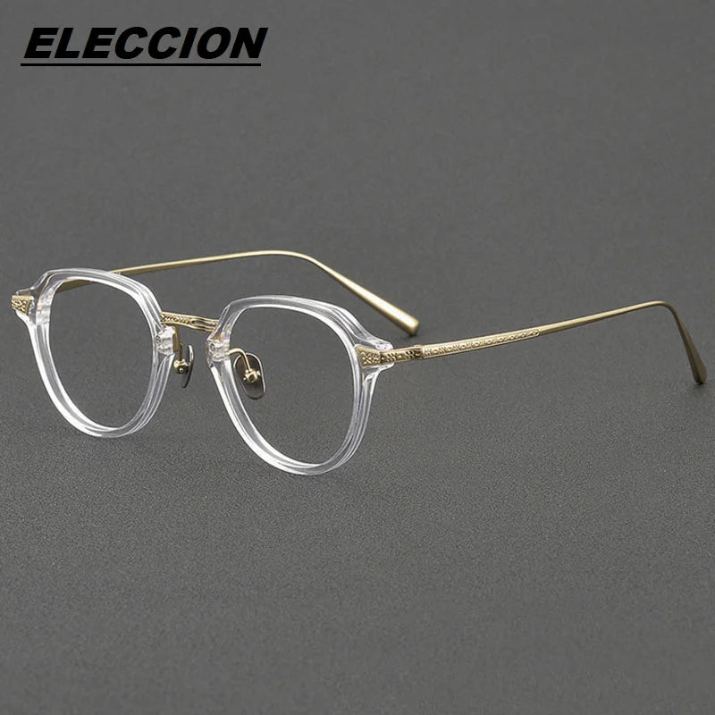 Eleccion Women's Full Rim Oval Square Acetate Titanium Eyeglasses 4424 Full Rim Eleccion Clear CHINA