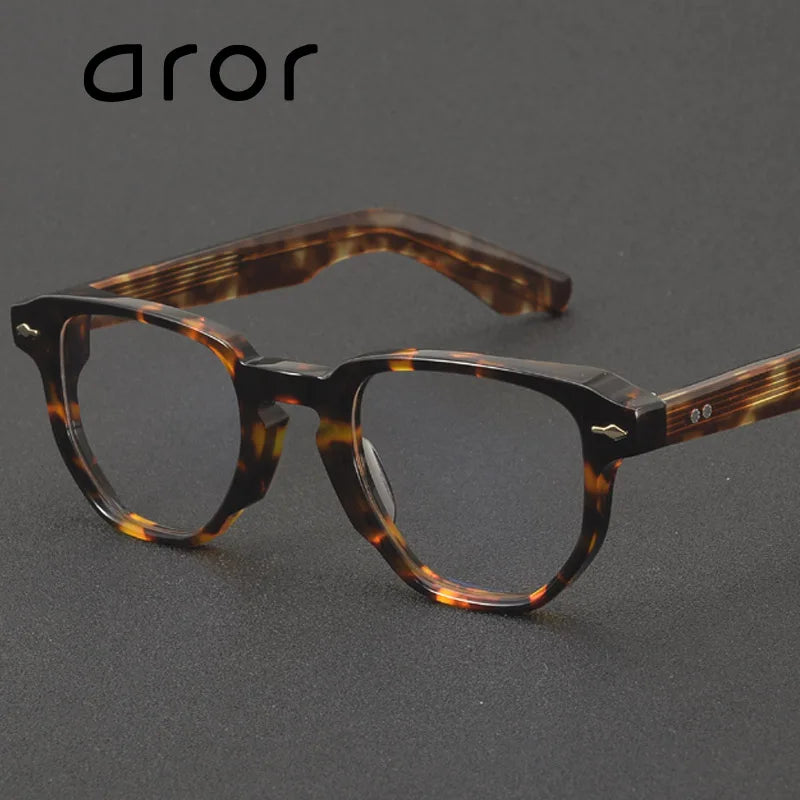 Aror Men's Full Rim Big Flat Top Square Oval Acetate Eyeglasses 396196