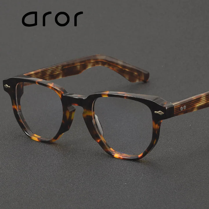 Aror Men's Full Rim Big Flat Top Square Oval Acetate Eyeglasses 396196