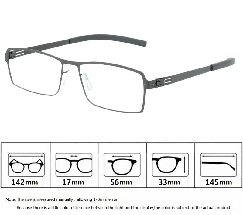 Aimee Men‘s Full Rim Square Screwless Stainless Steel Eyeglasses 50851