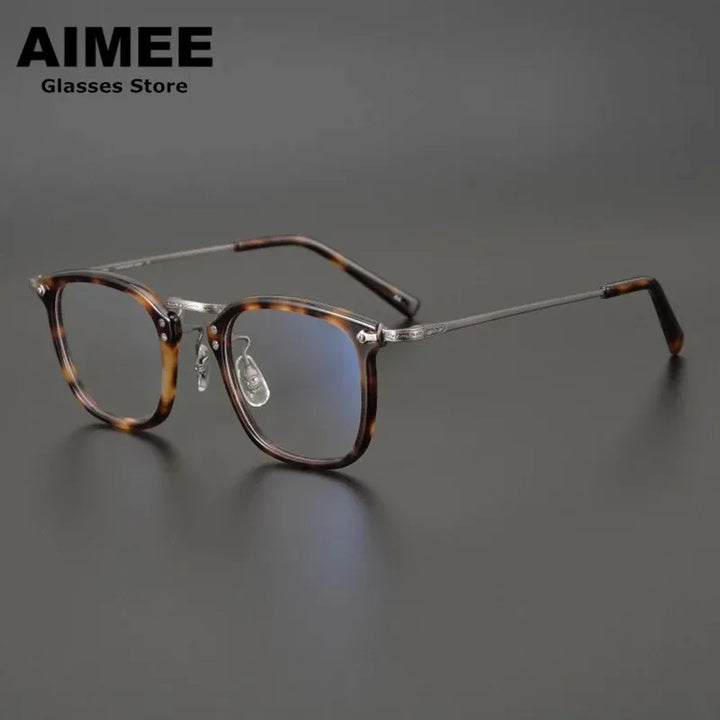 Aimee Men's Full Rim Square Titanium Acetate Eyeglasses 20806 Full Rim Aimee   