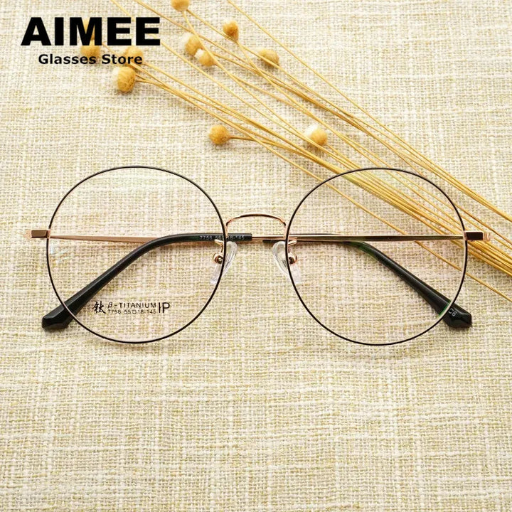 Aimee Unisex Full Rim Round Titanium Eyeglasses 33566 Full Rim Aimee   