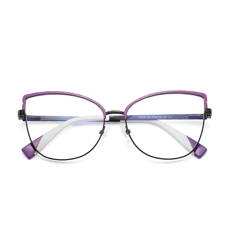 Laoyehui Women's Full Rim Oval Cat Eye Alloy Reading Glasses 43024