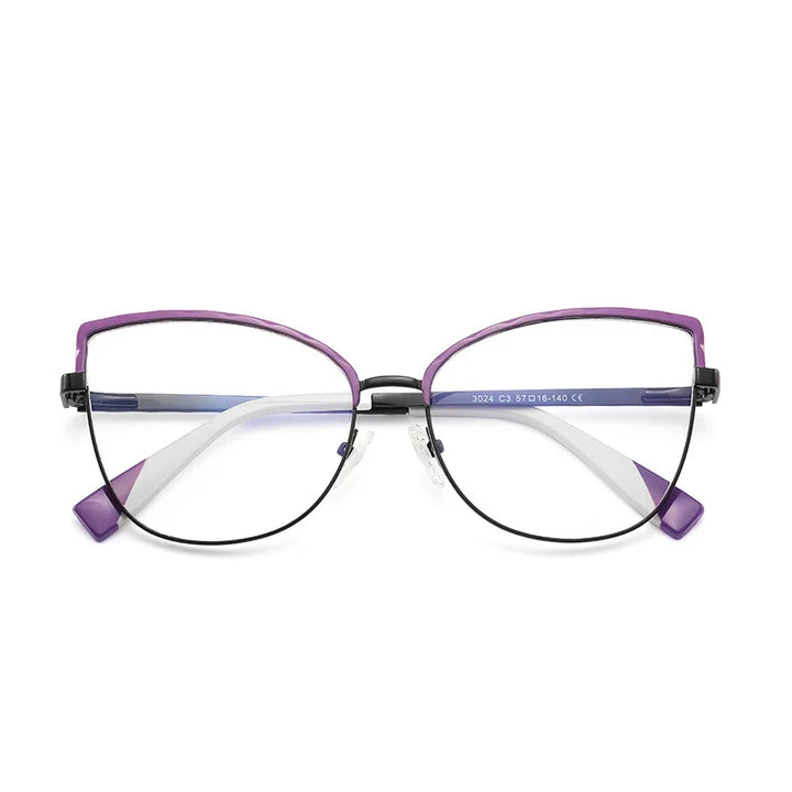 Laoyehui Women's Full Rim Oval Cat Eye Alloy Reading Glasses 43024