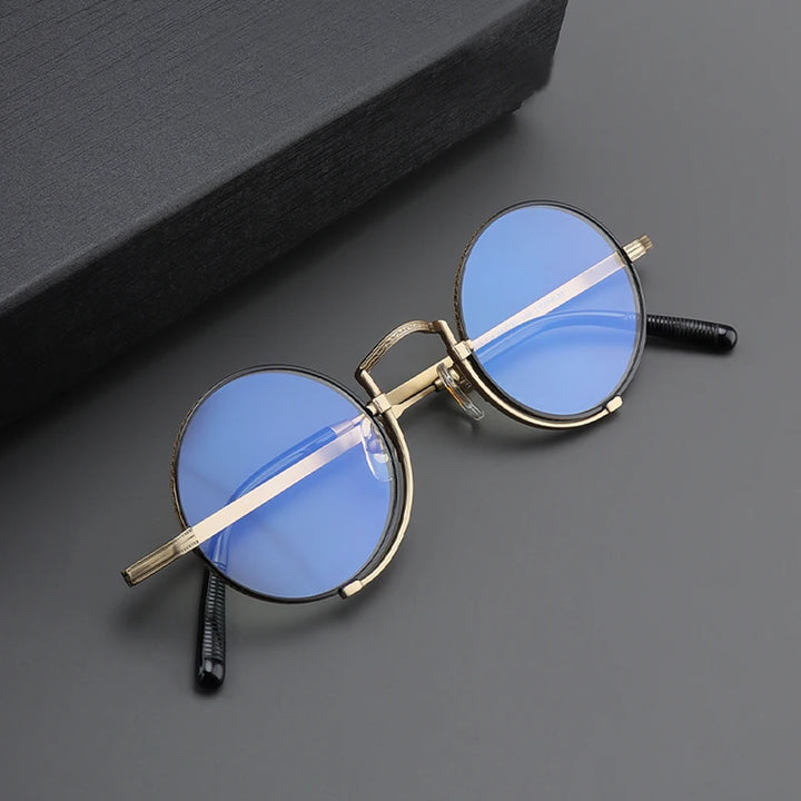 Black Mask Unisex Full Rim Round Titanium Eyeglasses 395919